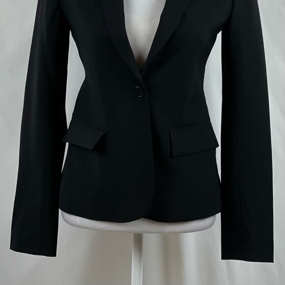 Theory Black Smooth Wool Academia Office Neutral Blazer Jacket NWOT Size 0 - Picture 5 of 14